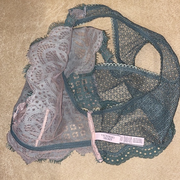 HTF Sage Green Color VS Dream Angels Lace Bralette Sz. XS - Picture 3 of 7